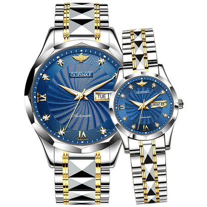 New tungsten steel diamond-inset waterproof automatic mechanical watch Women's watch men's watch couple watch