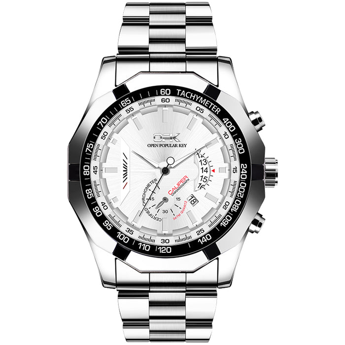 OPK Hot Selling Fashion Business Quartz Watch Dual Calendar Waterproof Men's Watch