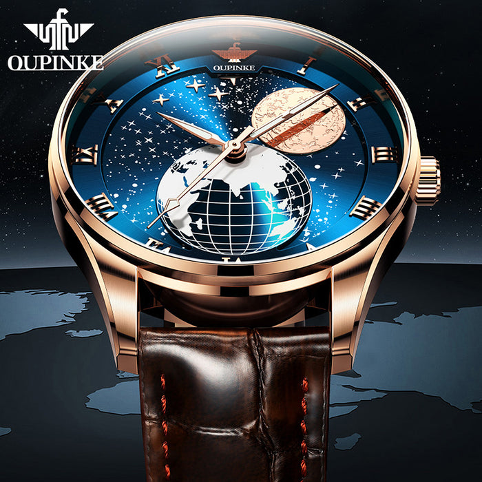 OUPINKE Starry Sky Automatic Mechanical Watch Waterproof Men's Watch