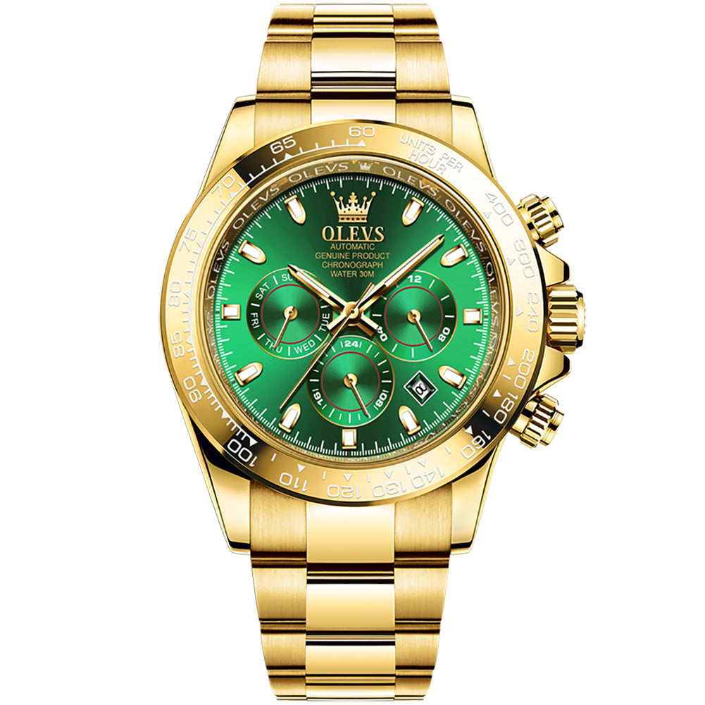 Luminous Waterproof Multifunctional Green Water Mechanical Watch