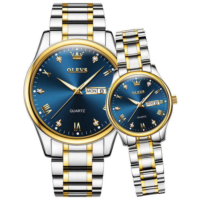 Fashion Waterproof Glow-in-the-dark Quartz Watch Couple Watch