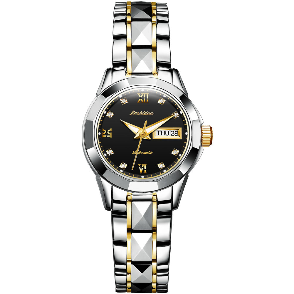 Tungsten Steel Waterproof Automatic Mechanical Business Men And Women couple Watch