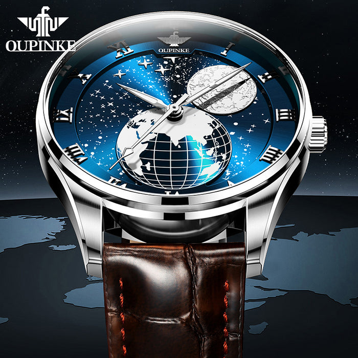 OUPINKE Starry Sky Automatic Mechanical Watch Waterproof Men's Watch