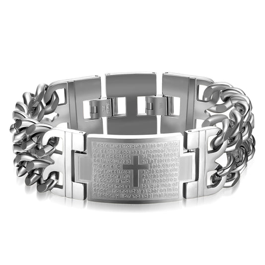 Bible Cross Titanium Steel Men's Bracelet