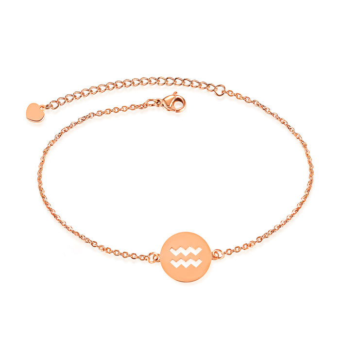 Golden Color 12 Constellation Zodiac Charm Bracelet for Women Female 100% Stainless Steel High Polish Charms Bracelets