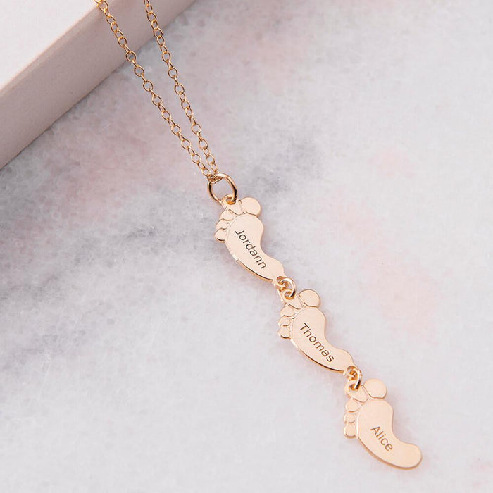 Vertical Baby Feet Necklac Can be engraved