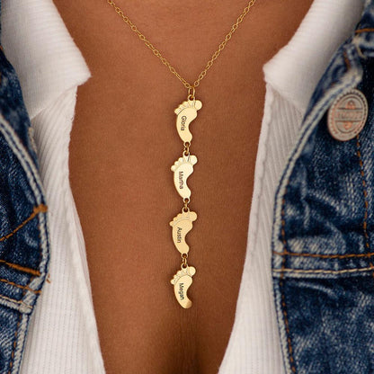 Vertical Baby Feet Necklac Can be engraved